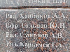 Имена наших земляков занесены на мемориал в парке Победы