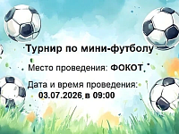  3 июля в 09:00 на территории ФОКОТа состоится турнир по мини-футболу